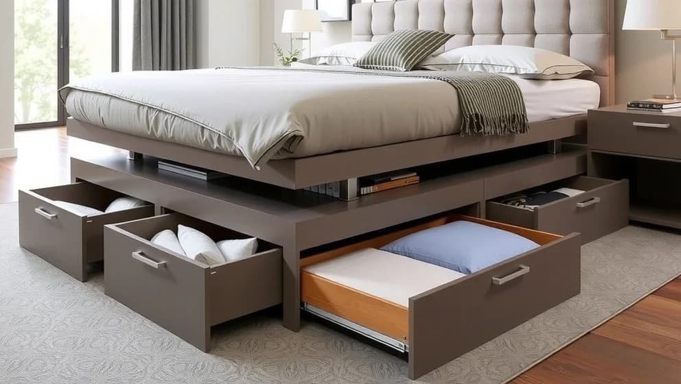 Säng med förvaring 90x200 sparar plats hemma